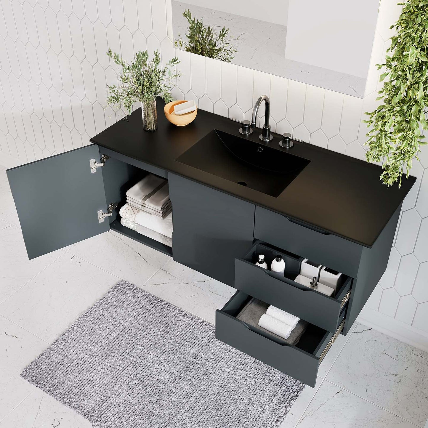 Vitality 48" Single Sink Bathroom Vanity Gray Black EEI-5784-GRY-BLK