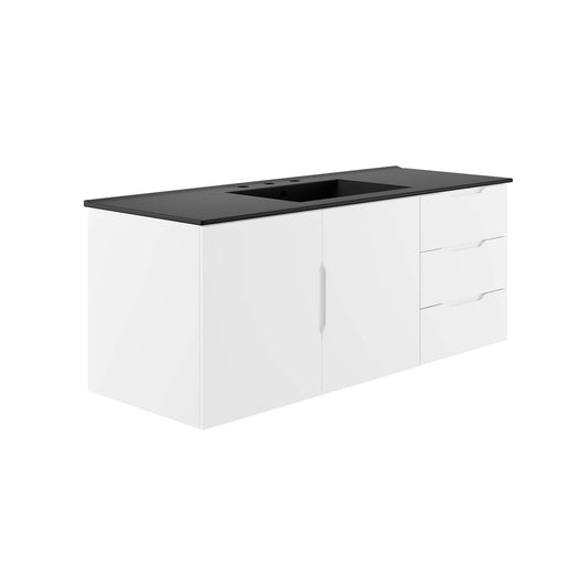 Vitality 48" Single Sink Bathroom Vanity White Black EEI-5784-WHI-BLK