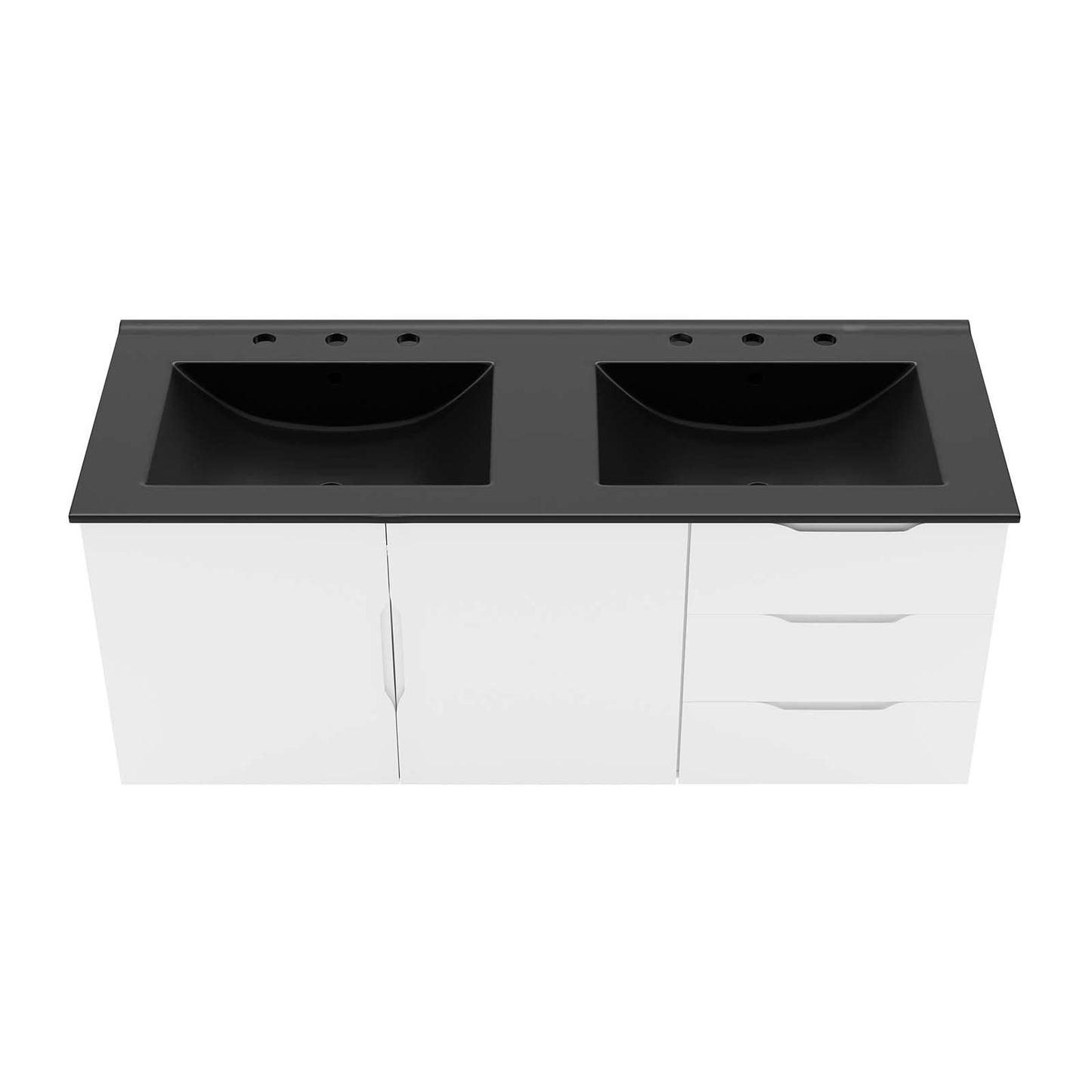 Vitality 48" Double Sink Bathroom Vanity White Black EEI-5785-WHI-BLK