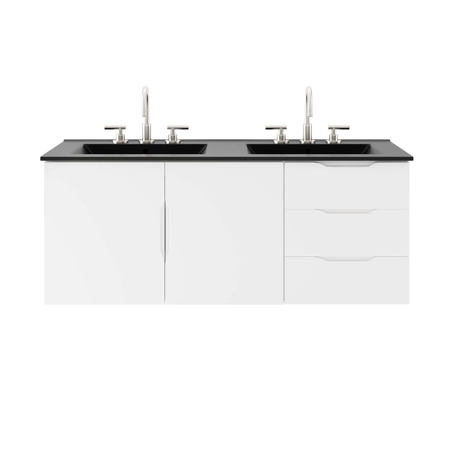 Vitality 48" Double Sink Bathroom Vanity White Black EEI-5785-WHI-BLK