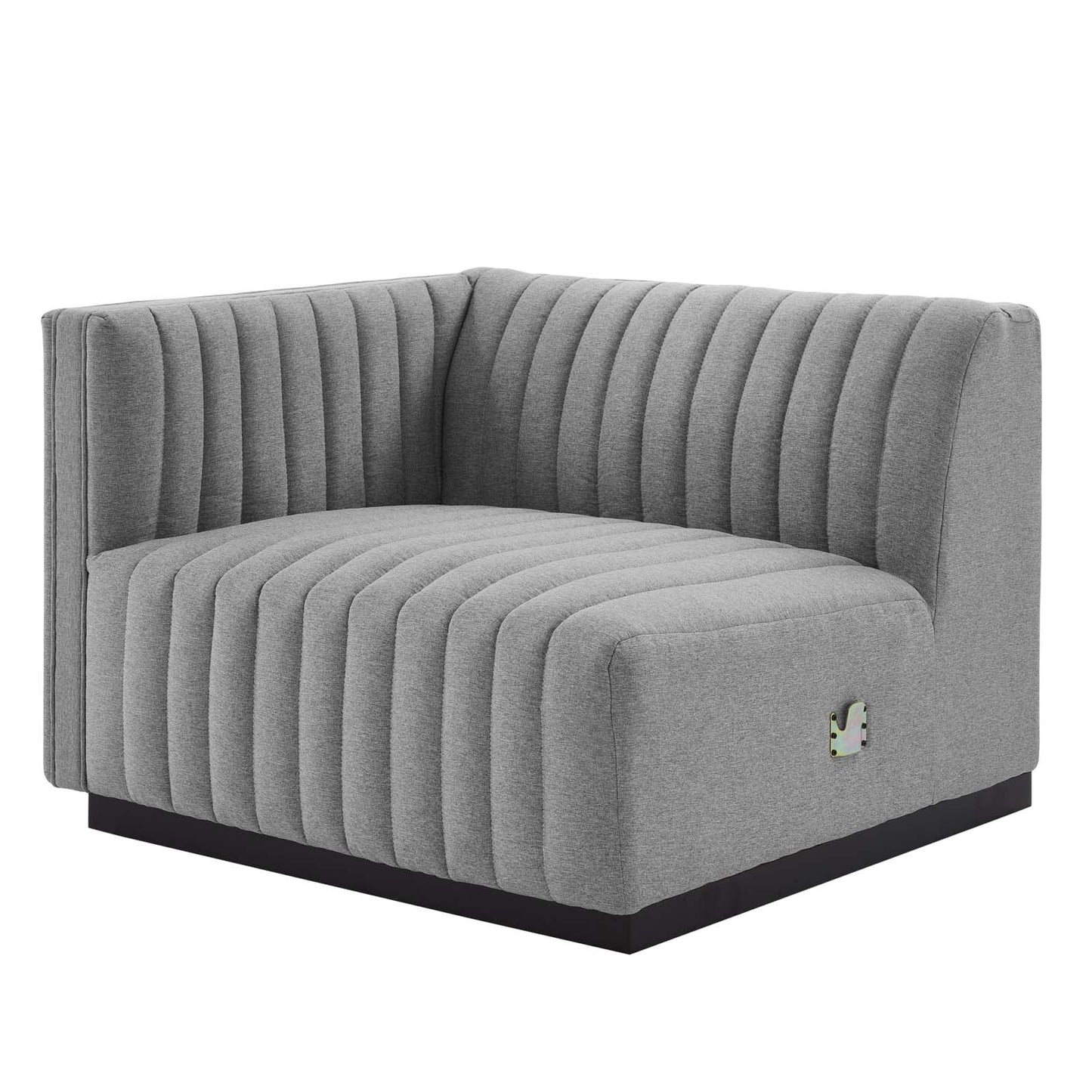 Conjure Channel Tufted Upholstered Fabric Sofa Black Light Gray EEI-5787-BLK-LGR