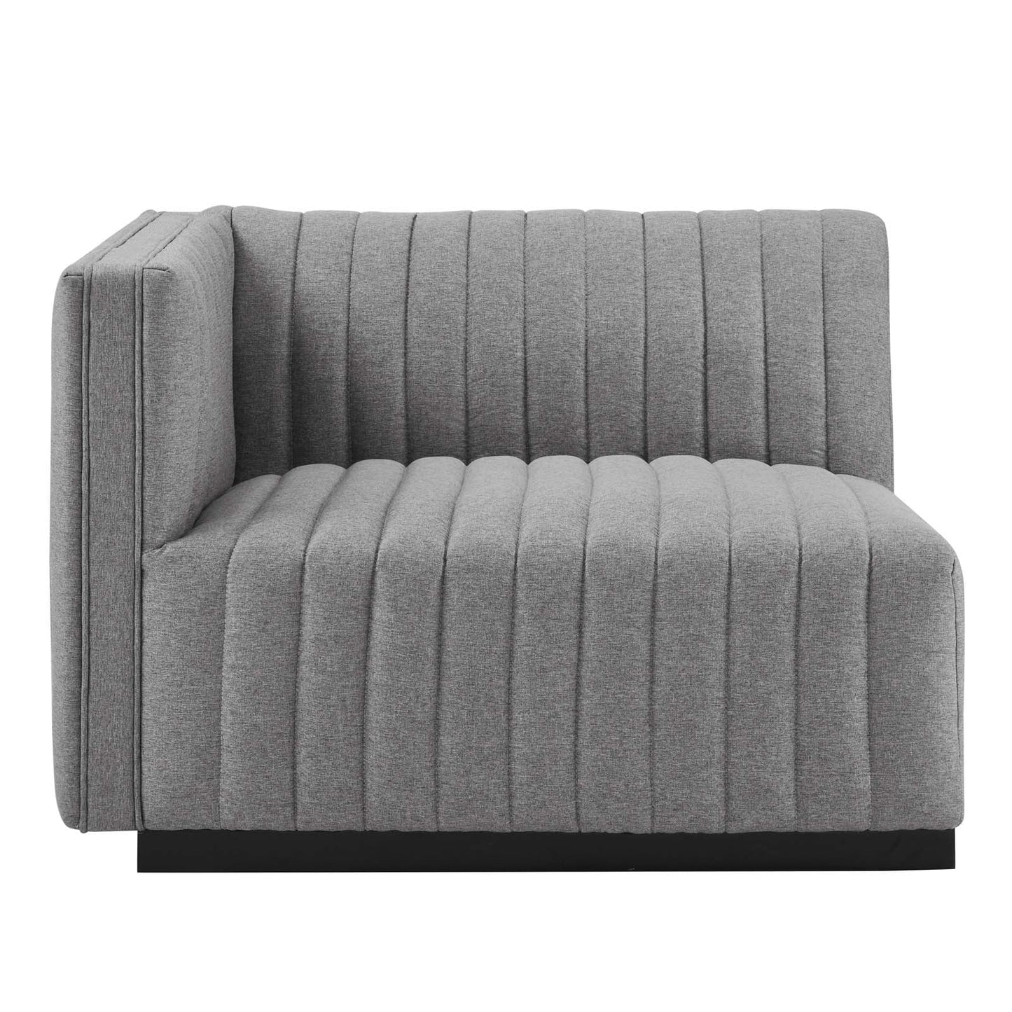 Conjure Channel Tufted Upholstered Fabric Sofa Black Light Gray EEI-5787-BLK-LGR