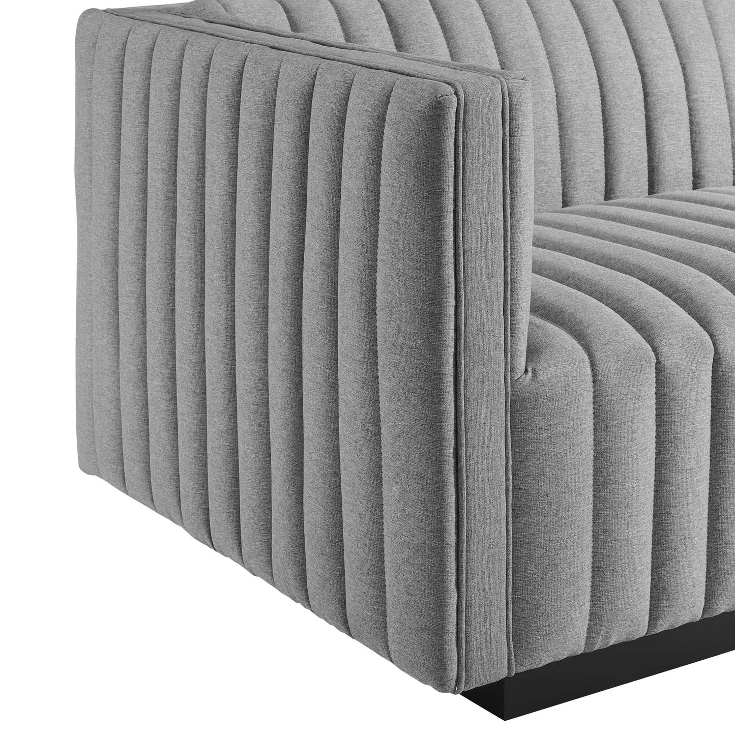 Conjure Channel Tufted Upholstered Fabric Sofa Black Light Gray EEI-5787-BLK-LGR