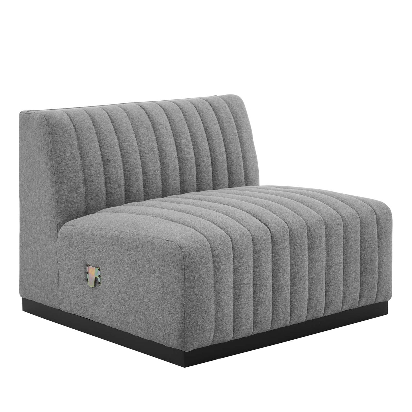 Conjure Channel Tufted Upholstered Fabric Sofa Black Light Gray EEI-5787-BLK-LGR