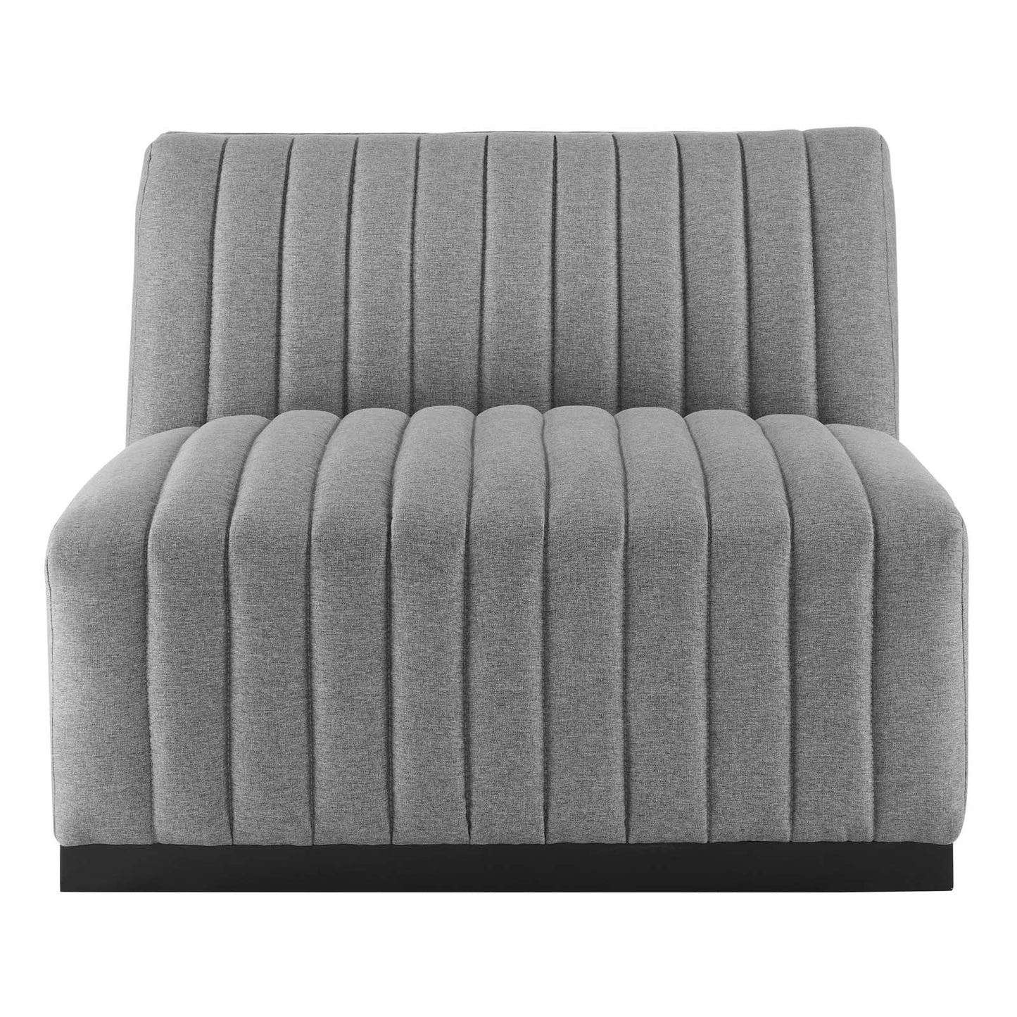 Conjure Channel Tufted Upholstered Fabric Sofa Black Light Gray EEI-5787-BLK-LGR