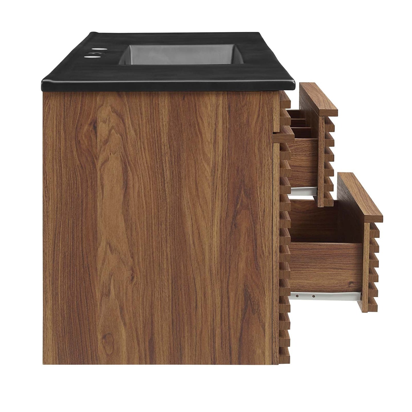 Render 48" Wall-Mount Bathroom Vanity Walnut Black EEI-5801-WAL-BLK