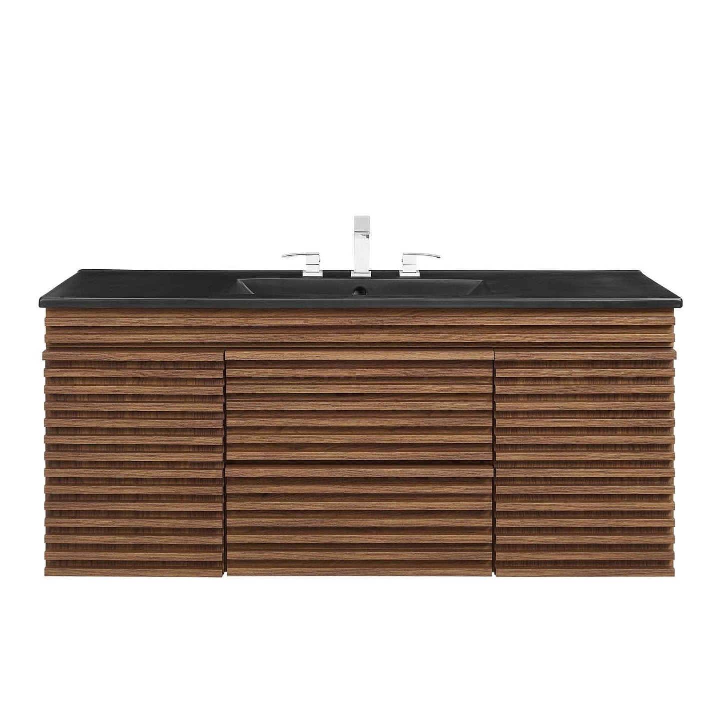 Render 48" Wall-Mount Bathroom Vanity Walnut Black EEI-5801-WAL-BLK