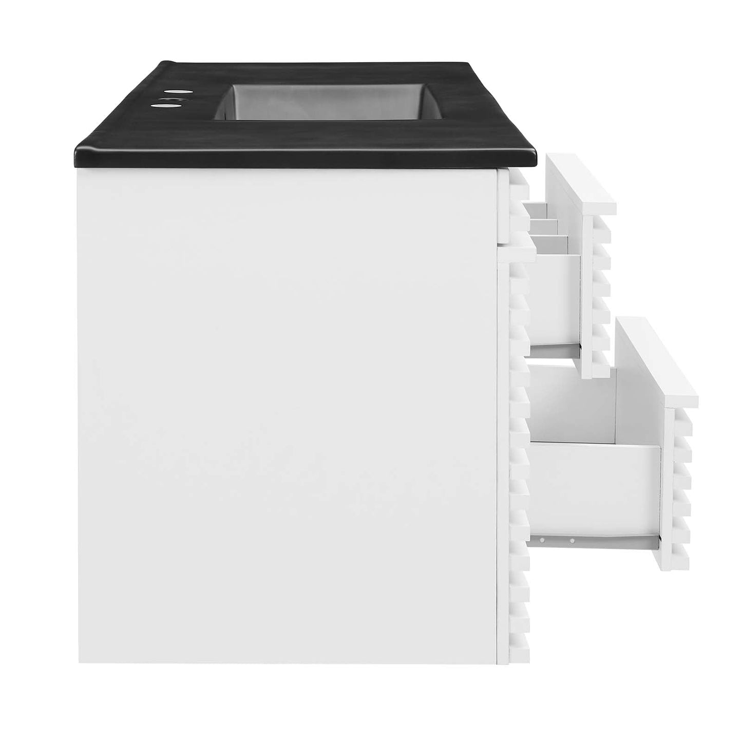 Render 48" Wall-Mount Bathroom Vanity White Black EEI-5801-WHI-BLK