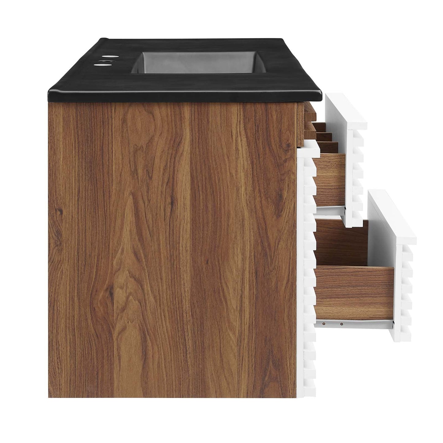 Render 48" Wall-Mount Bathroom Vanity White Walnut Black EEI-5801-WHI-WAL-BLK