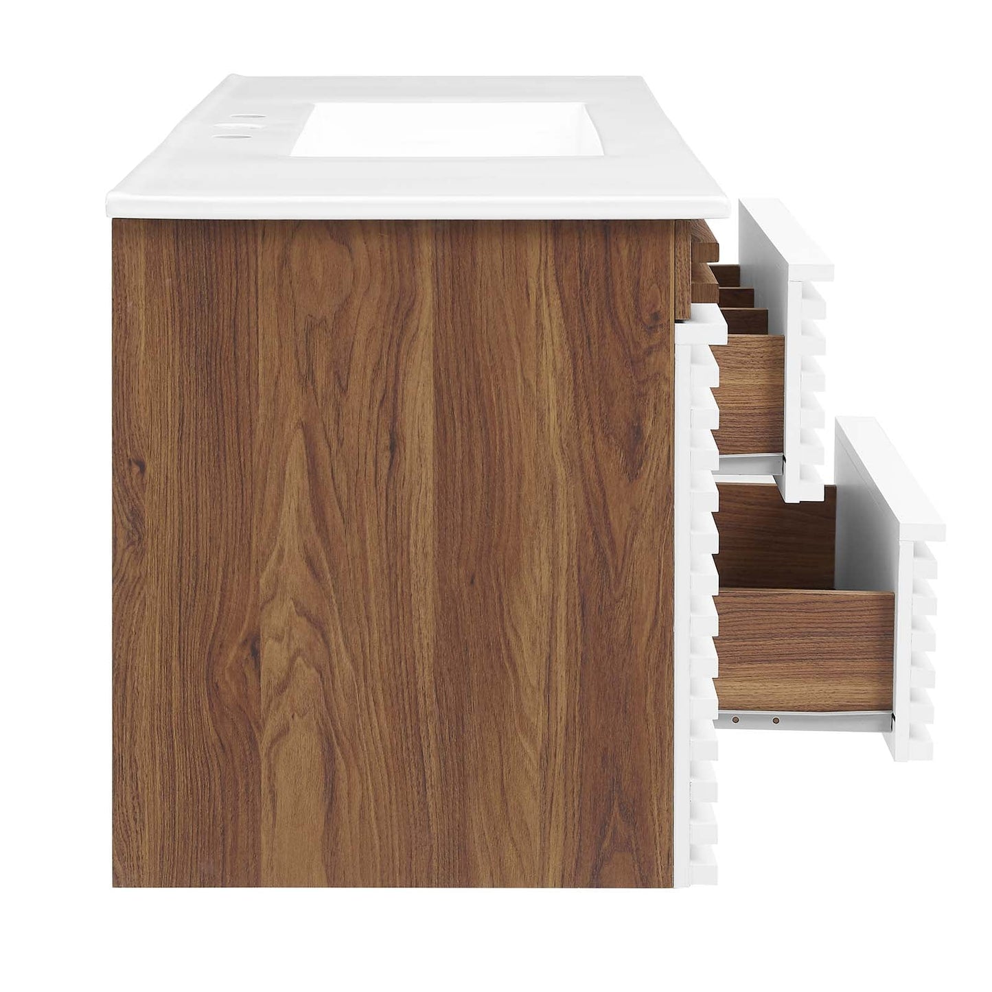 Render 48" Wall-Mount Bathroom Vanity White Walnut White EEI-5801-WHI-WAL-WHI