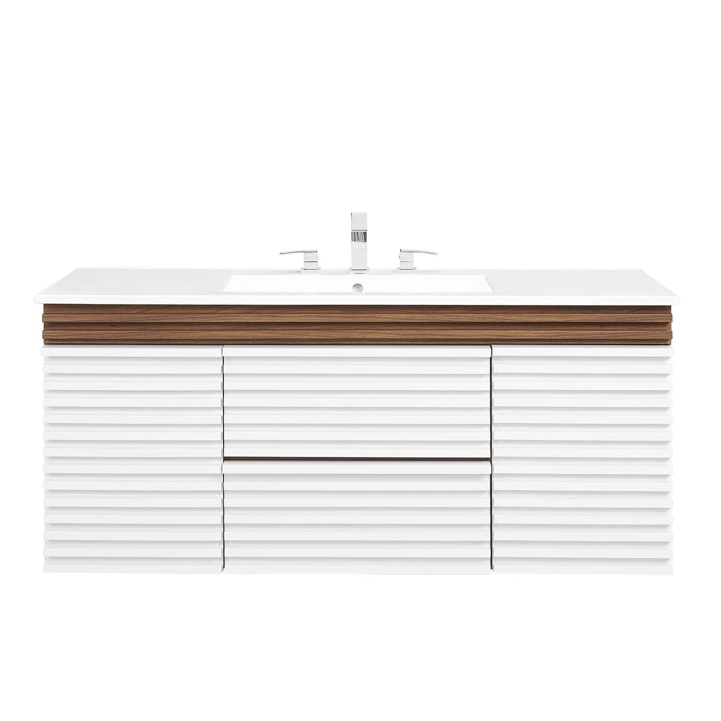 Render 48" Wall-Mount Bathroom Vanity White Walnut White EEI-5801-WHI-WAL-WHI