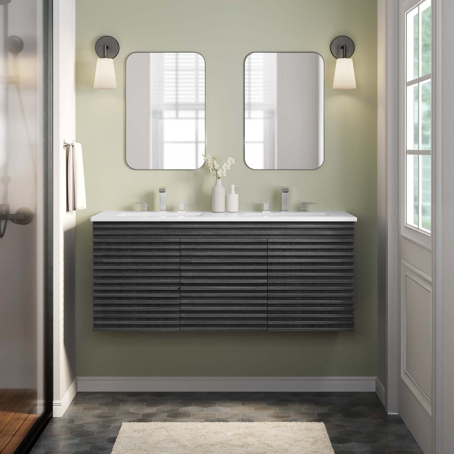 Render 48" Wall-Mount Bathroom Vanity Charcoal White EEI-5802-CHA-WHI