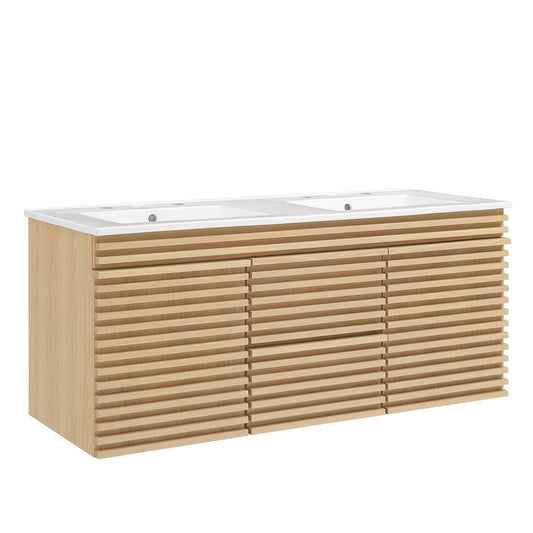 Render 48" Wall-Mount Bathroom Vanity Oak White EEI-5802-OAK-WHI