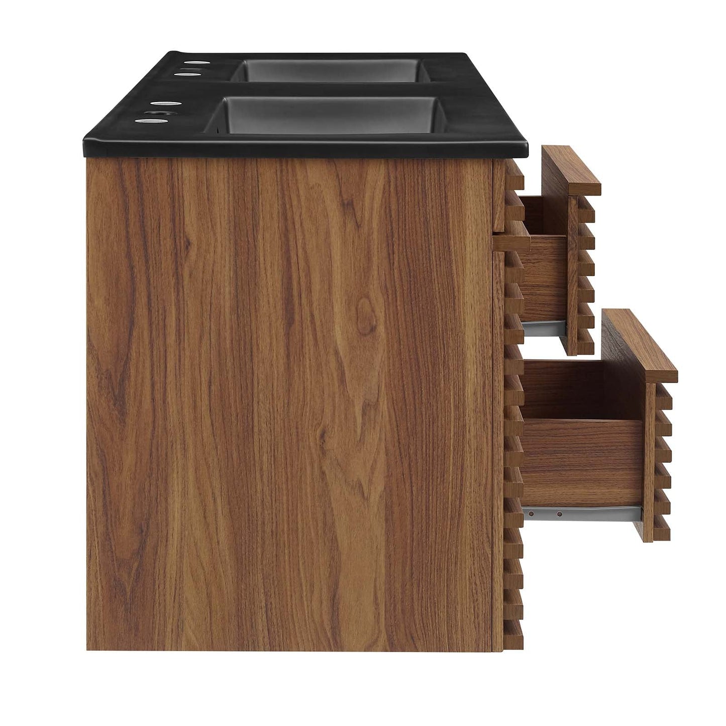 Render 48" Wall-Mount Bathroom Vanity Walnut Black EEI-5802-WAL-BLK