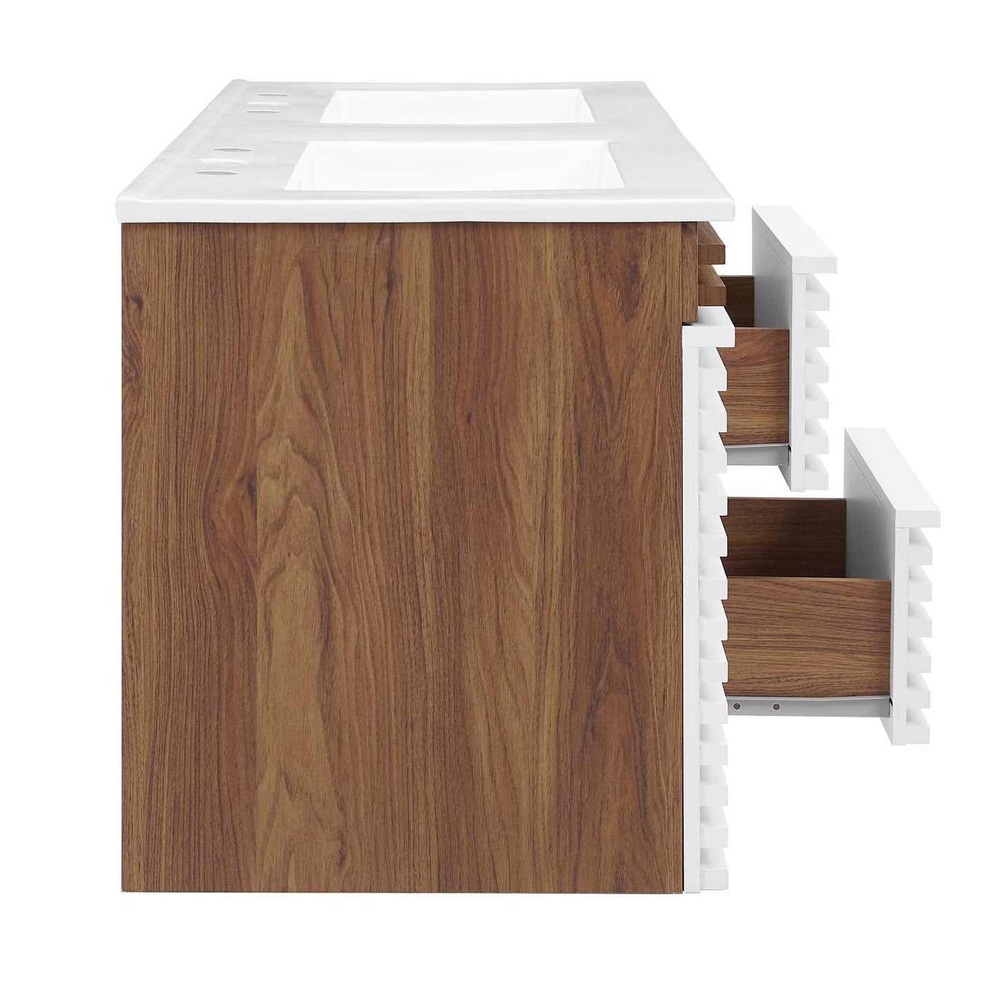 Render 48" Wall-Mount Bathroom Vanity White Walnut White EEI-5802-WHI-WAL-WHI