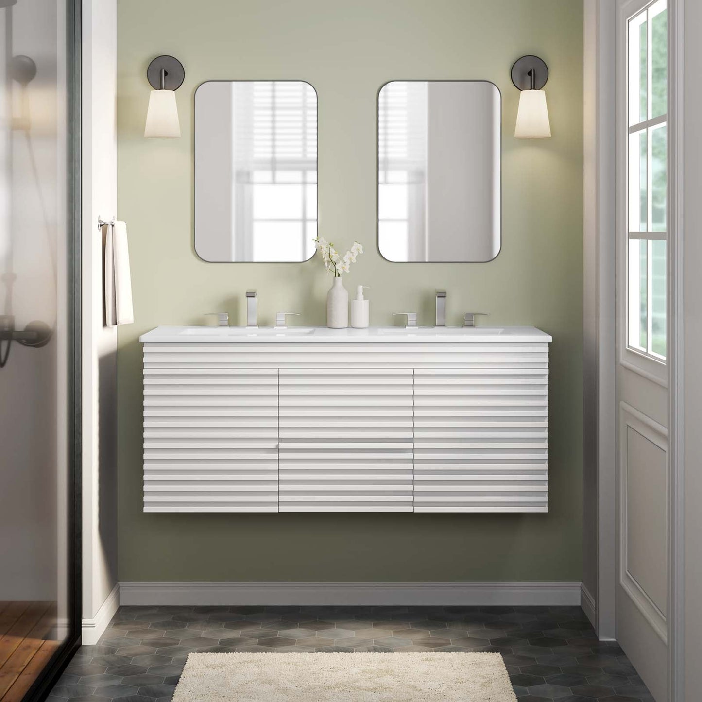 Render 48" Wall-Mount Bathroom Vanity White White EEI-5802-WHI-WHI