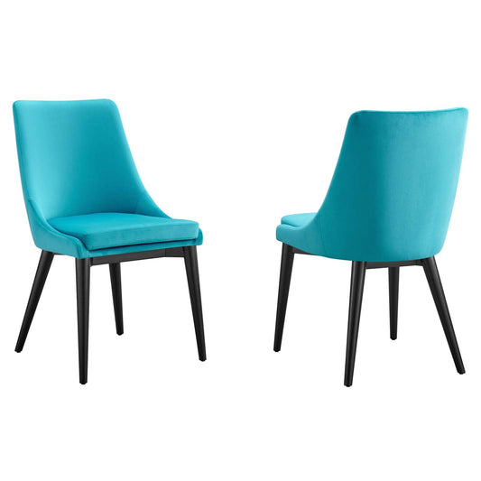 Viscount Accent Performance Velvet Dining Chairs - Set of 2 Blue EEI-5816-BLU