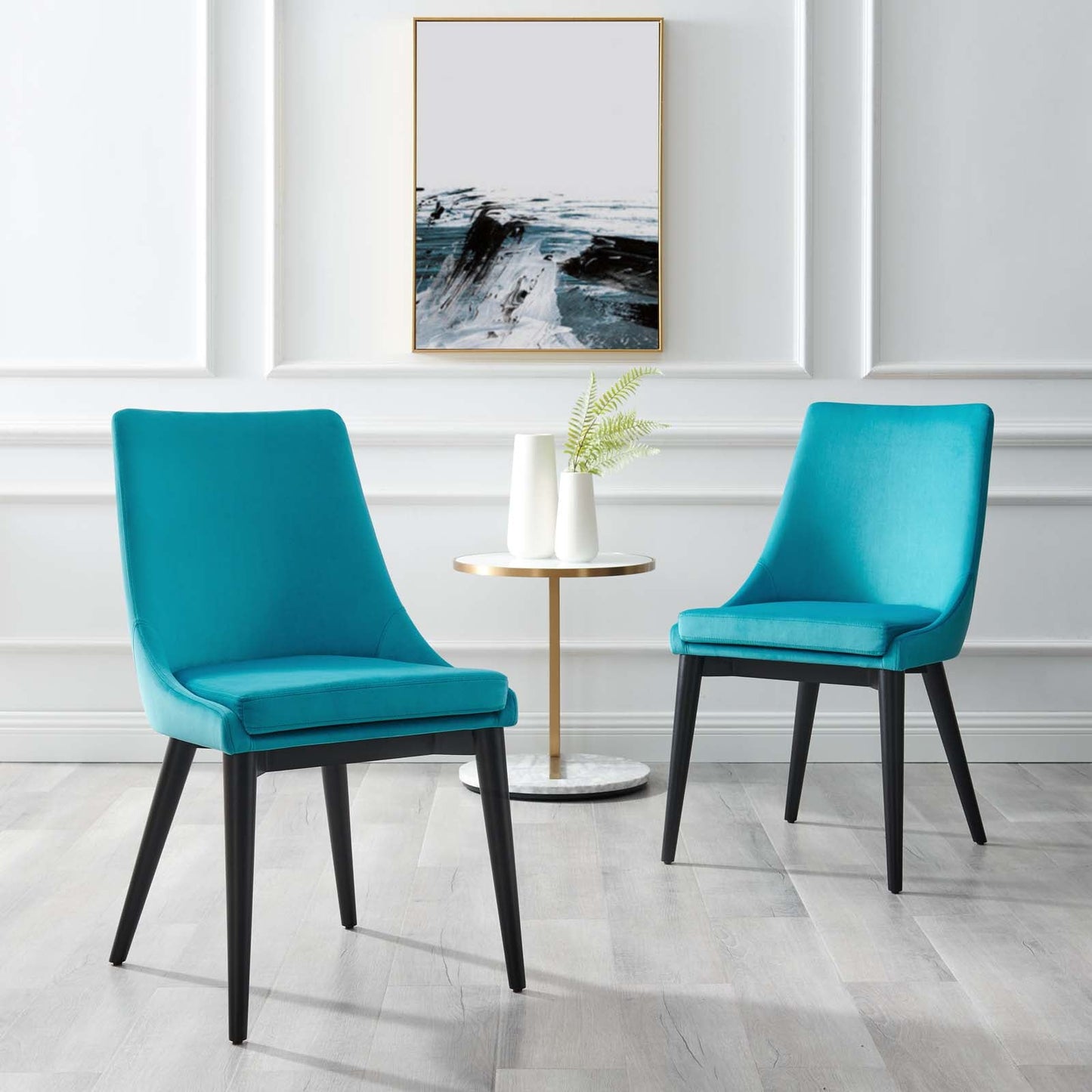 Viscount Accent Performance Velvet Dining Chairs - Set of 2 Blue EEI-5816-BLU