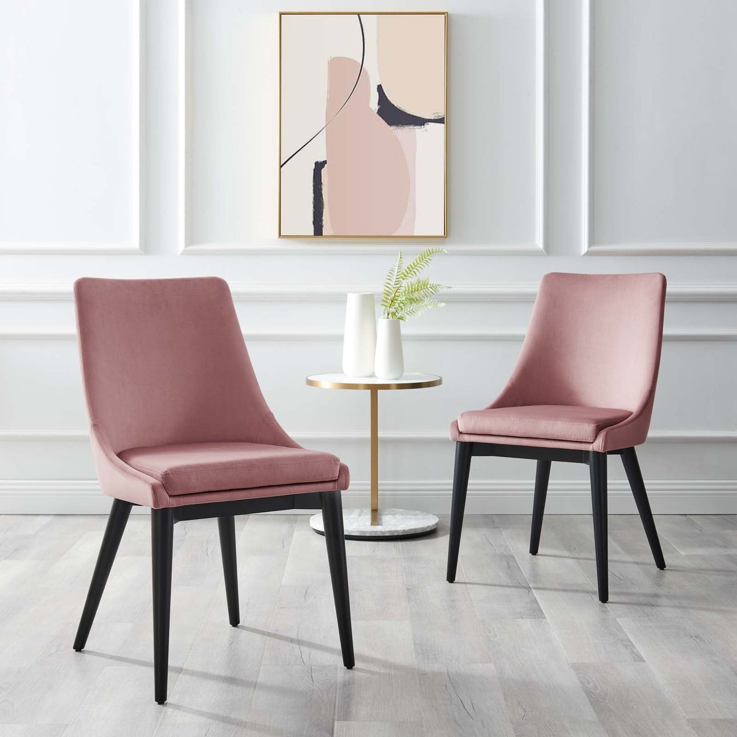 Viscount Accent Performance Velvet Dining Chairs - Set of 2 Dusty Rose EEI-5816-DUS