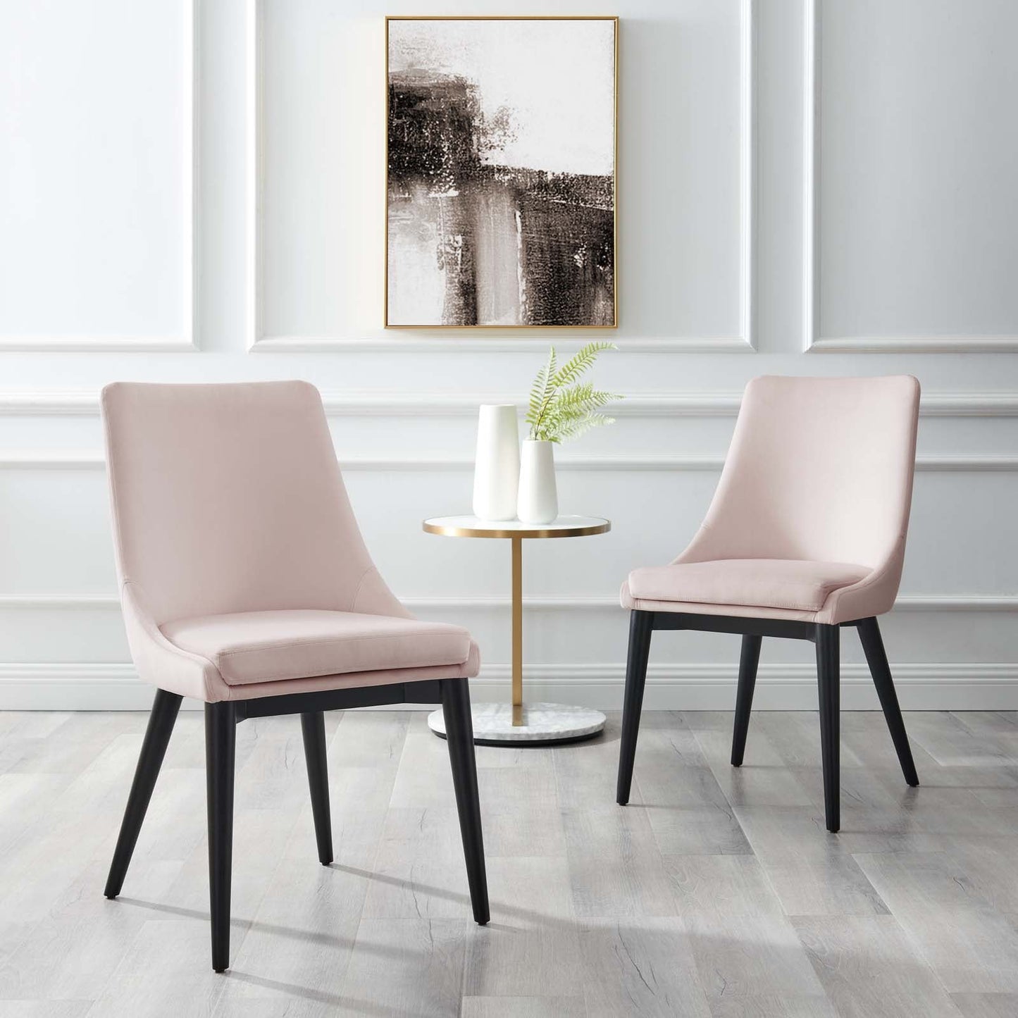 Viscount Accent Performance Velvet Dining Chairs - Set of 2 Pink EEI-5816-PNK