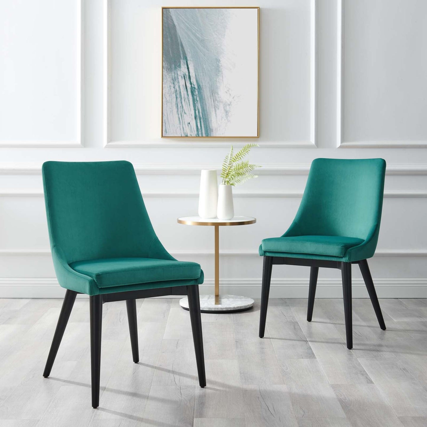 Viscount Accent Performance Velvet Dining Chairs - Set of 2 Teal EEI-5816-TEA