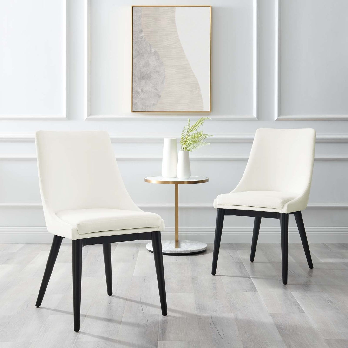 Viscount Accent Performance Velvet Dining Chairs - Set of 2 White EEI-5816-WHI