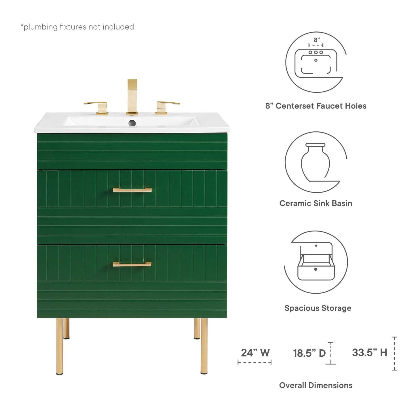 Daybreak 24" Bathroom Vanity Green White EEI-5817-GRN-WHI