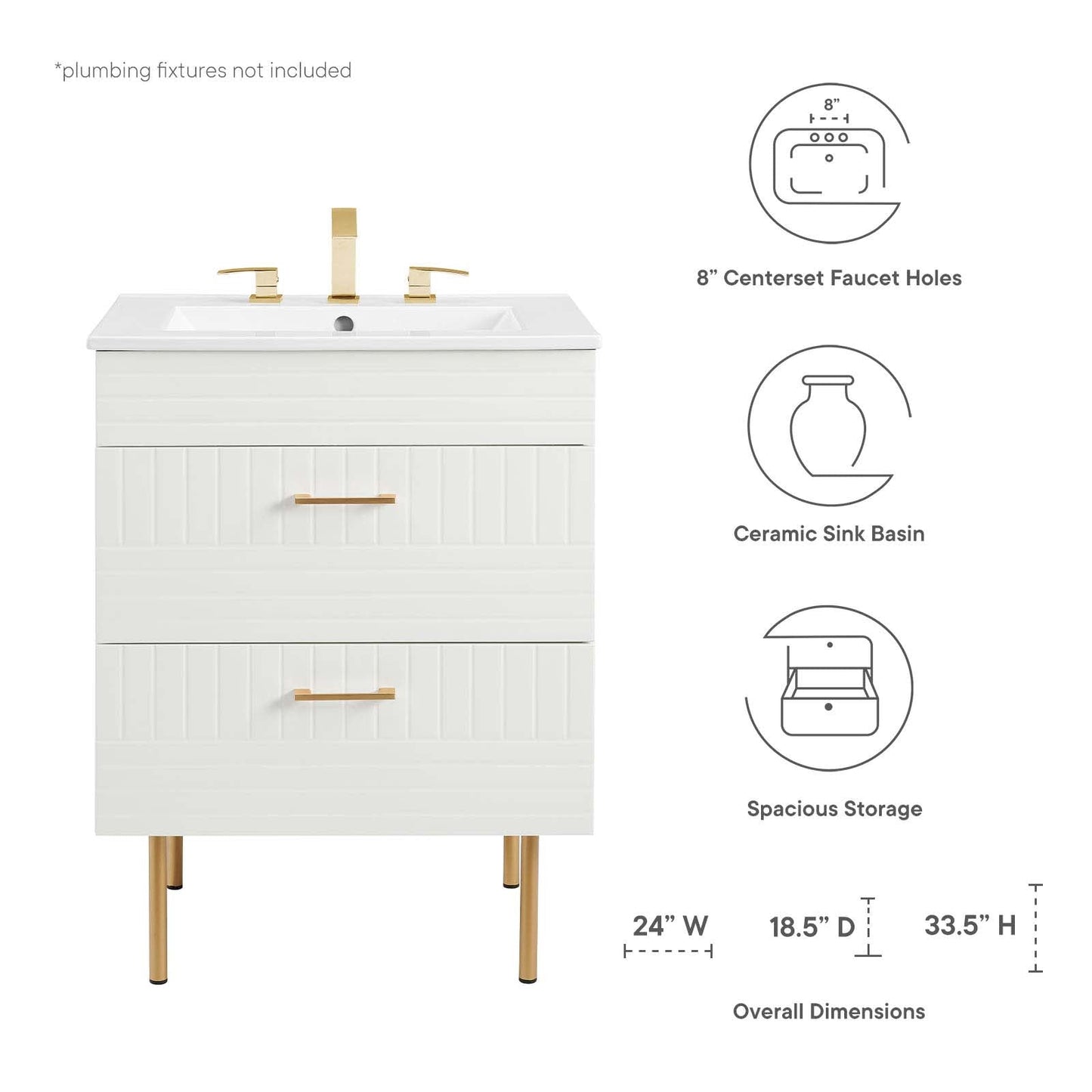 Daybreak 24" Bathroom Vanity White White EEI-5817-WHI-WHI