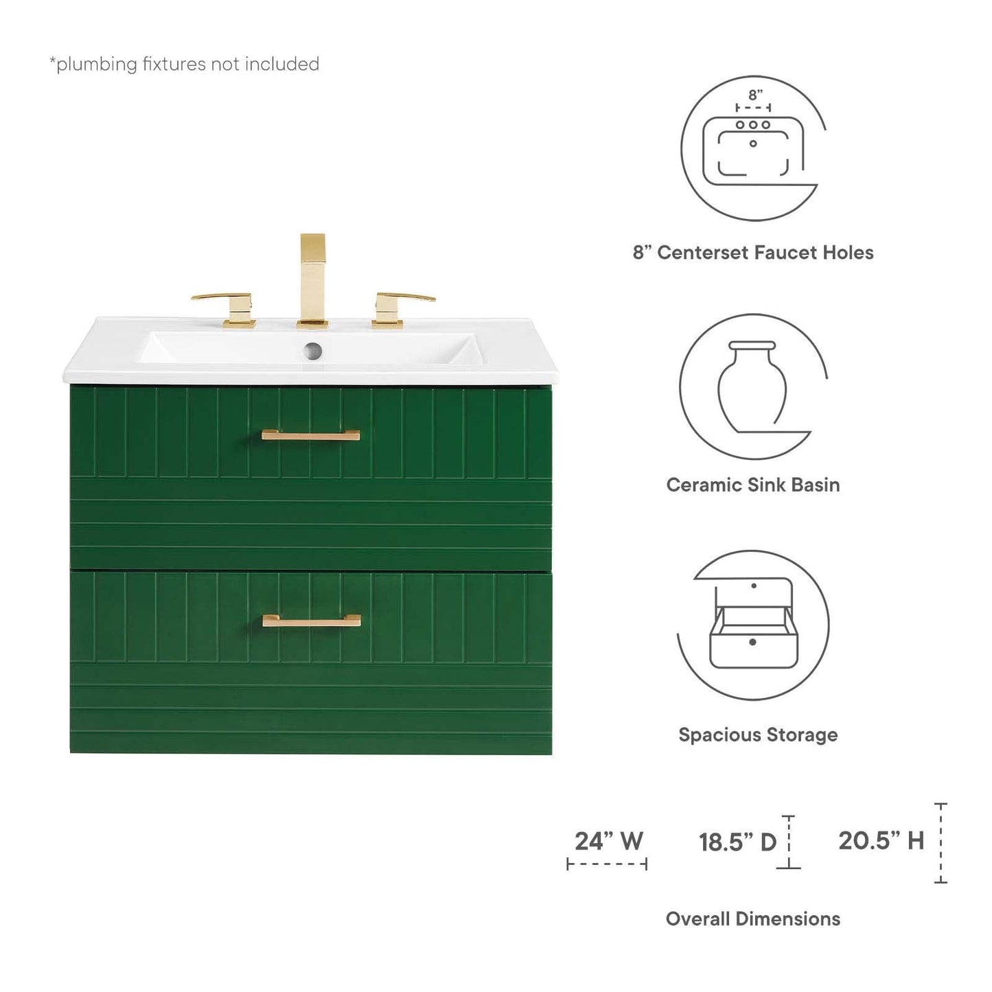 Daybreak 24" Bathroom Vanity Green White EEI-5818-GRN-WHI