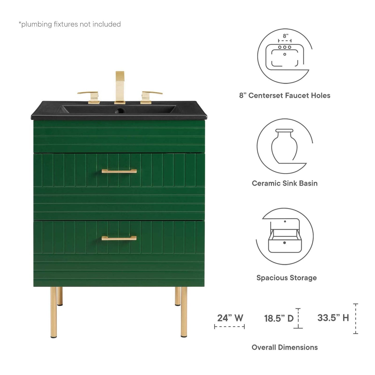 Daybreak 24" Bathroom Vanity Green Black EEI-5819-GRN-BLK