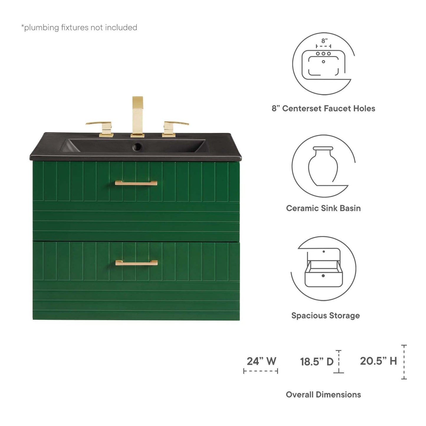 Daybreak 24" Bathroom Vanity Green Black EEI-5820-GRN-BLK