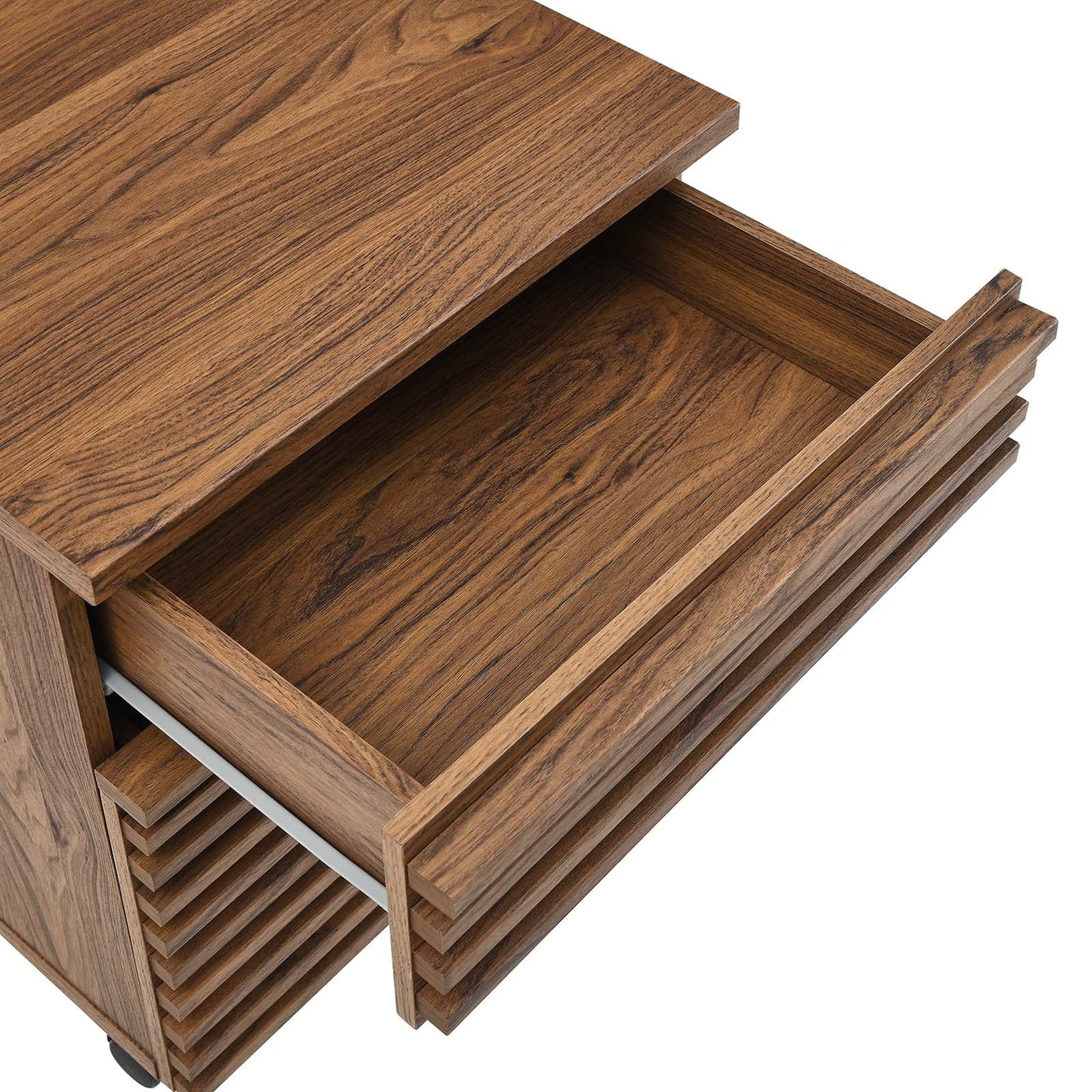 Render Wood Desk and File Cabinet Set Walnut EEI-5821-WAL