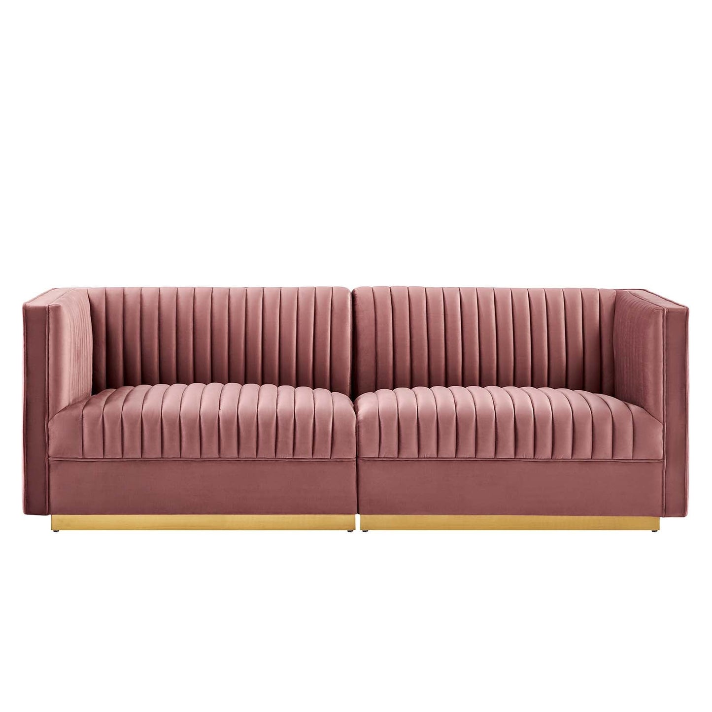 Sanguine Channel Tufted Performance Velvet Modular Sectional Sofa Loveseat Dusty Rose EEI-5824-DUS