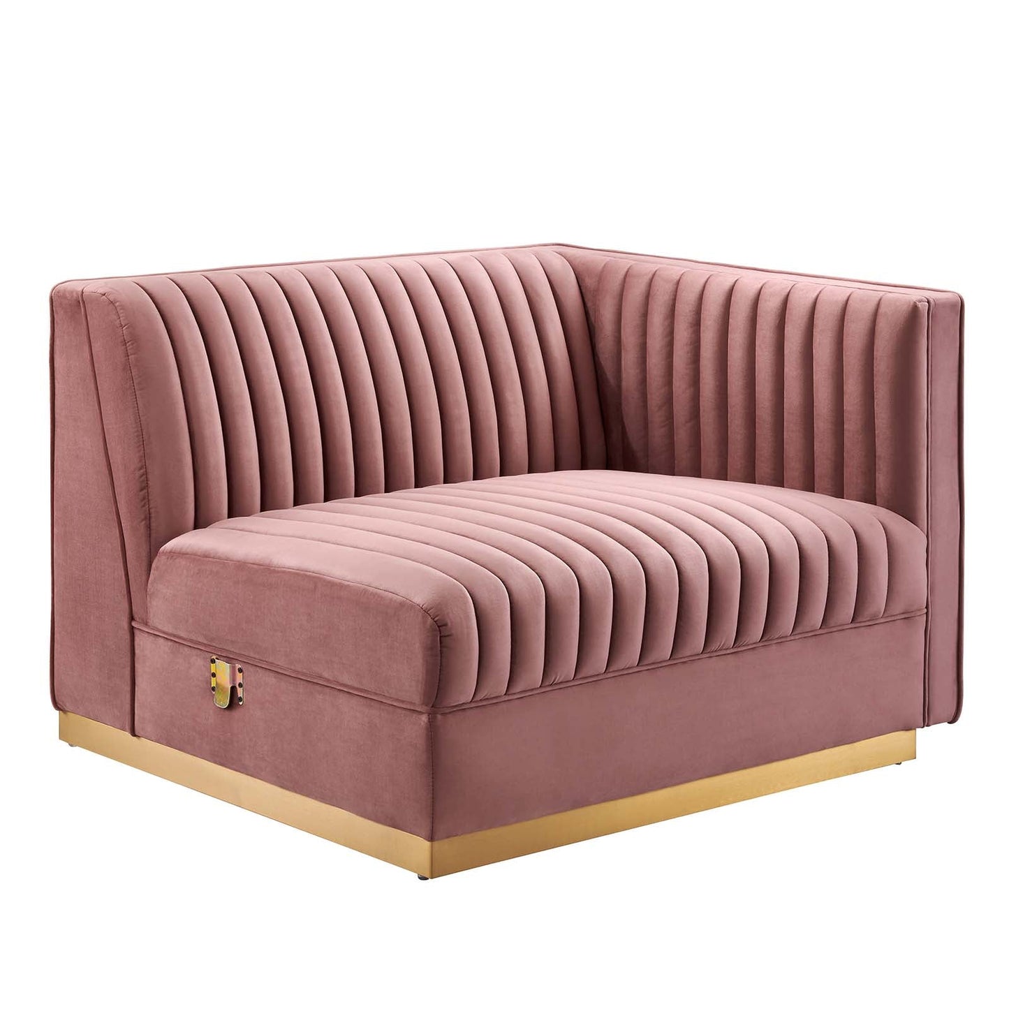 Sanguine Channel Tufted Performance Velvet Modular Sectional Sofa Loveseat Dusty Rose EEI-5824-DUS