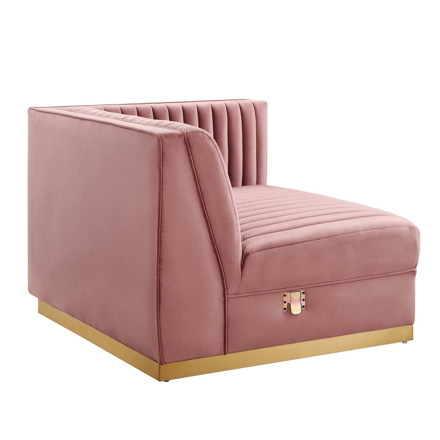 Sanguine Channel Tufted Performance Velvet Modular Sectional Sofa Loveseat Dusty Rose EEI-5824-DUS