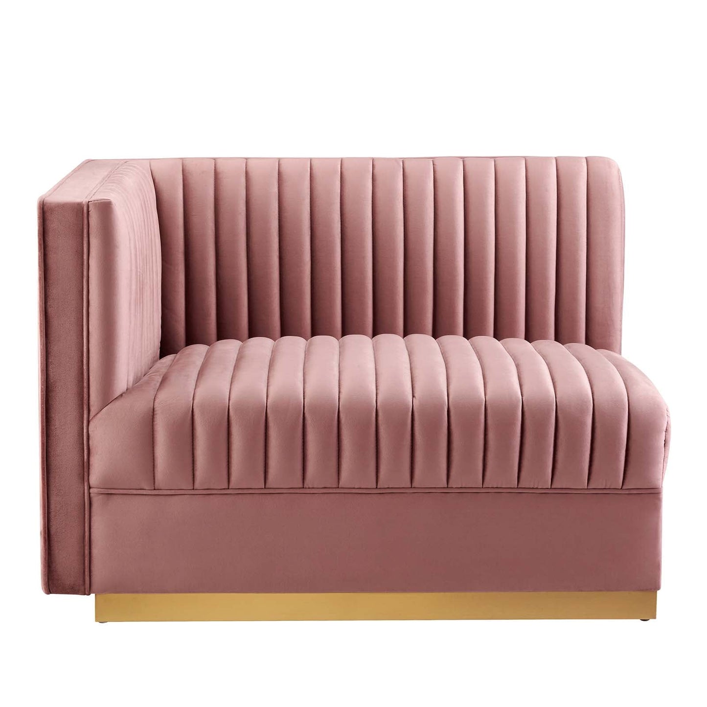 Sanguine Channel Tufted Performance Velvet Modular Sectional Sofa Loveseat Dusty Rose EEI-5824-DUS