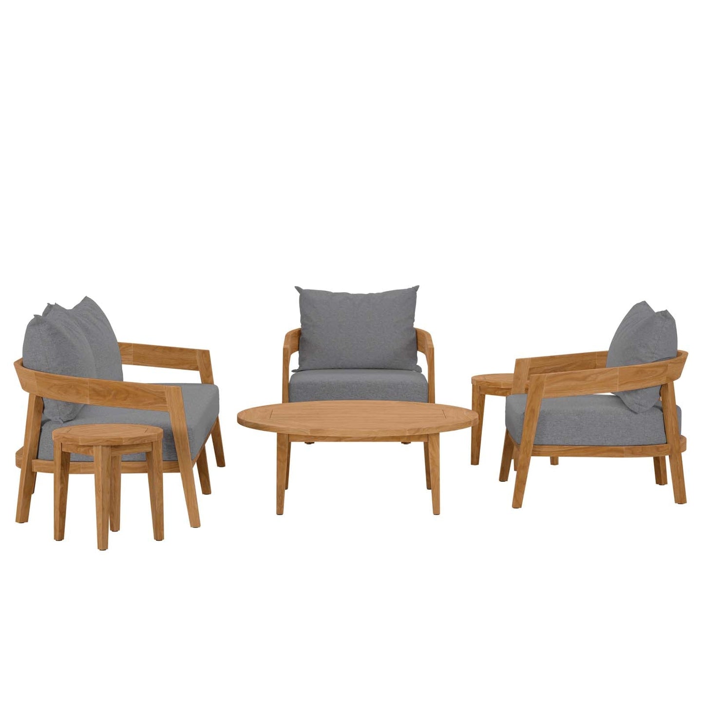 Brisbane 6-Piece Teak Wood Outdoor Patio Set Natural Gray EEI-5833-NAT-GRY