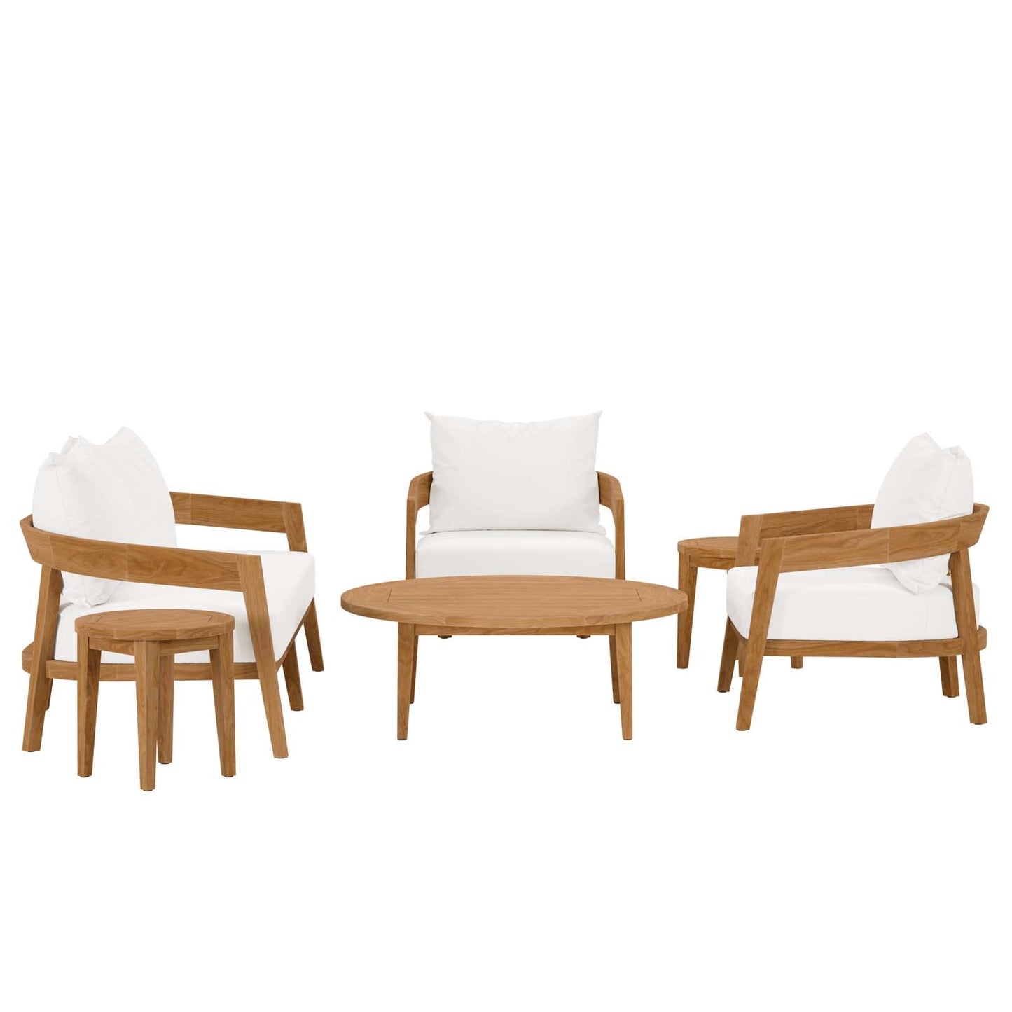 Brisbane 6-Piece Teak Wood Outdoor Patio Set Natural White EEI-5833-NAT-WHI