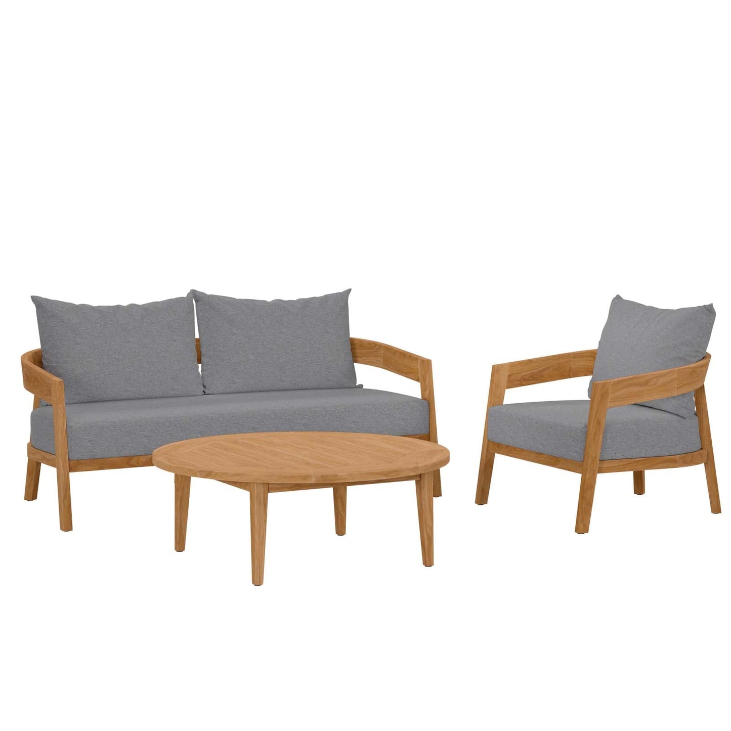 Brisbane 3-Piece Teak Wood Outdoor Patio Set Natural Gray EEI-5834-NAT-GRY