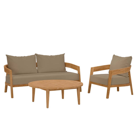 Brisbane 3-Piece Teak Wood Outdoor Patio Set Natural Light Brown EEI-5834-NAT-LBR