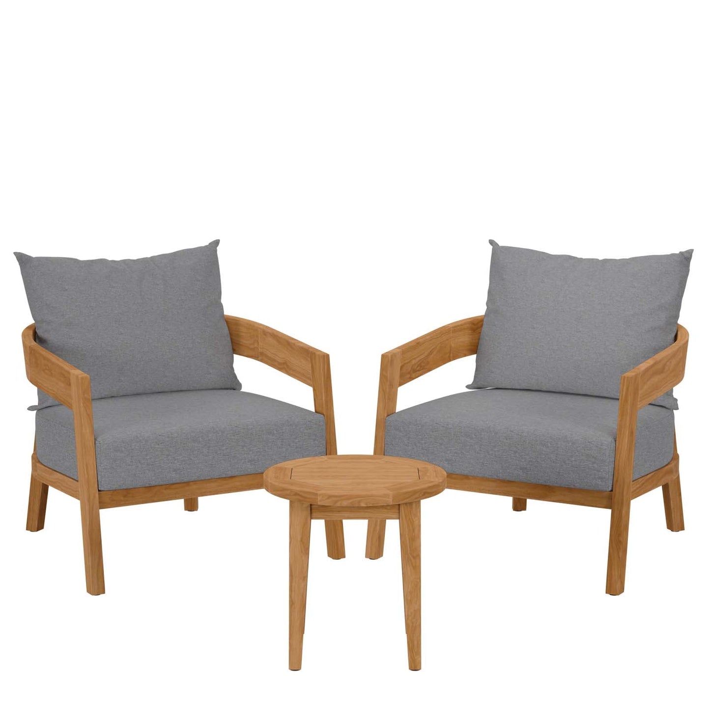 Brisbane 3-Piece Teak Wood Outdoor Patio Set Natural Gray EEI-5835-NAT-GRY