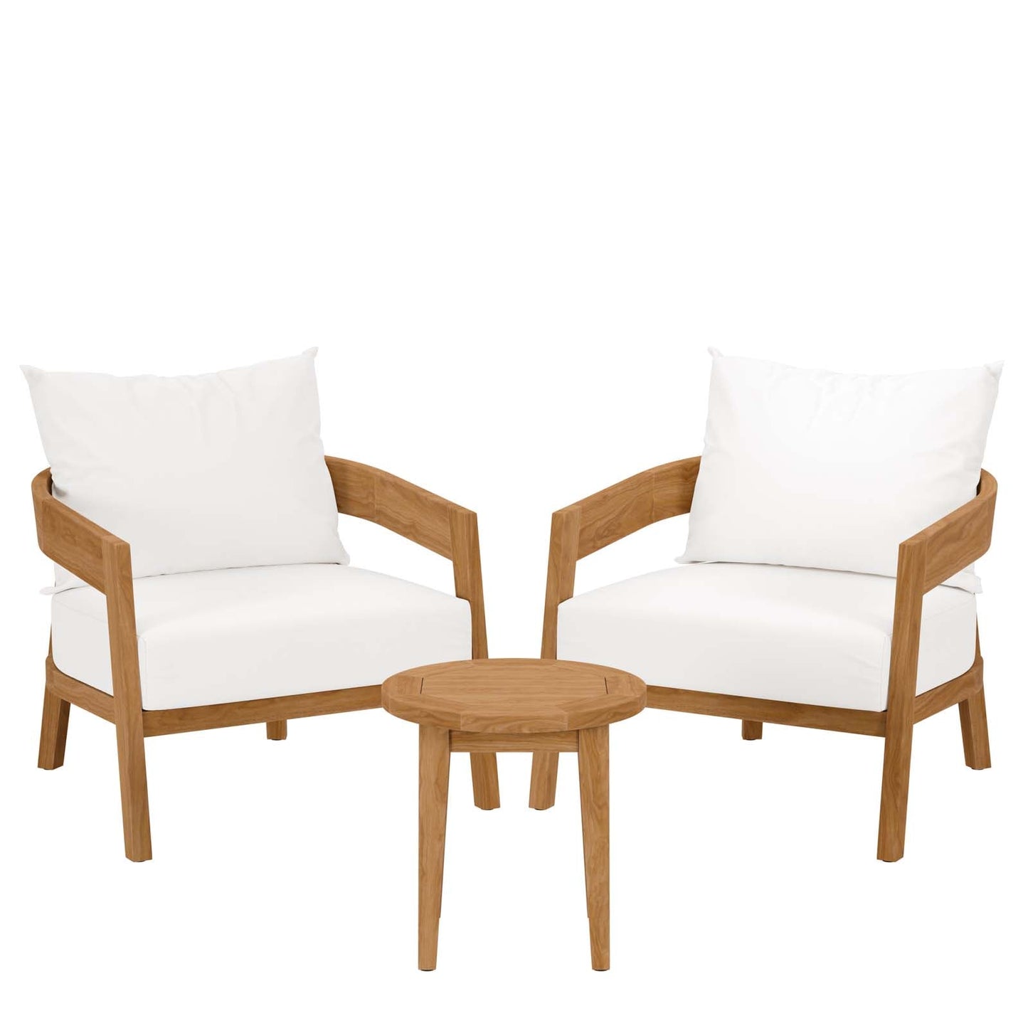 Brisbane 3-Piece Teak Wood Outdoor Patio Set Natural White EEI-5835-NAT-WHI