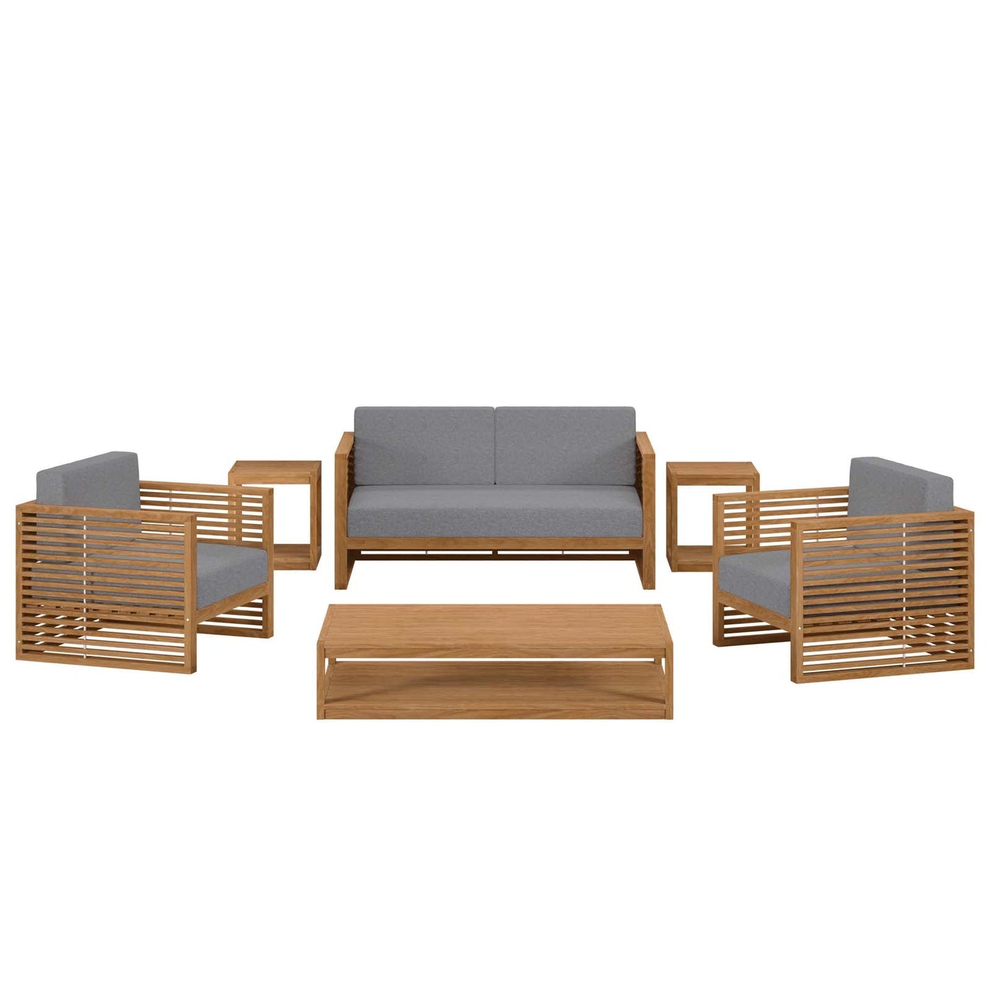 Carlsbad 6-Piece Teak Wood Outdoor Patio Set Natural Gray EEI-5836-NAT-GRY