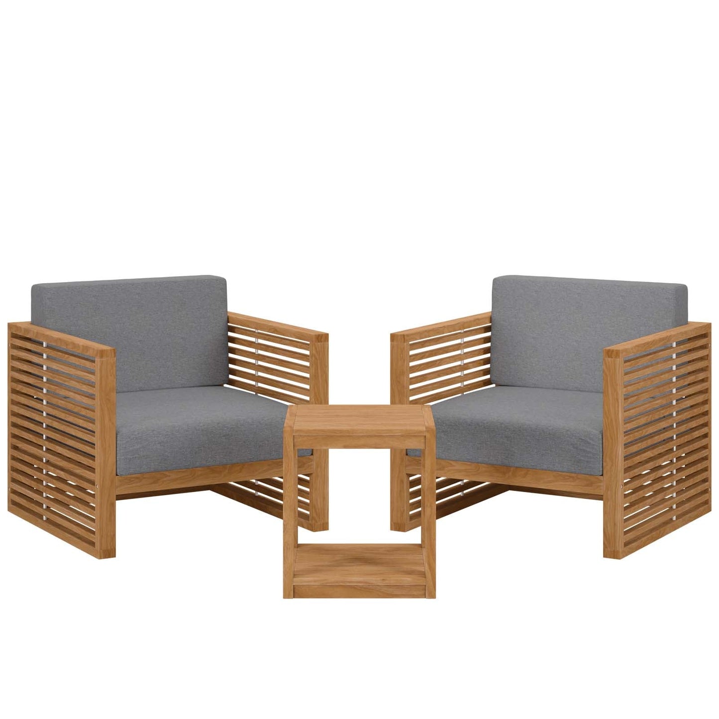 Carlsbad 3-Piece Teak Wood Outdoor Patio Set Natural Gray EEI-5838-NAT-GRY