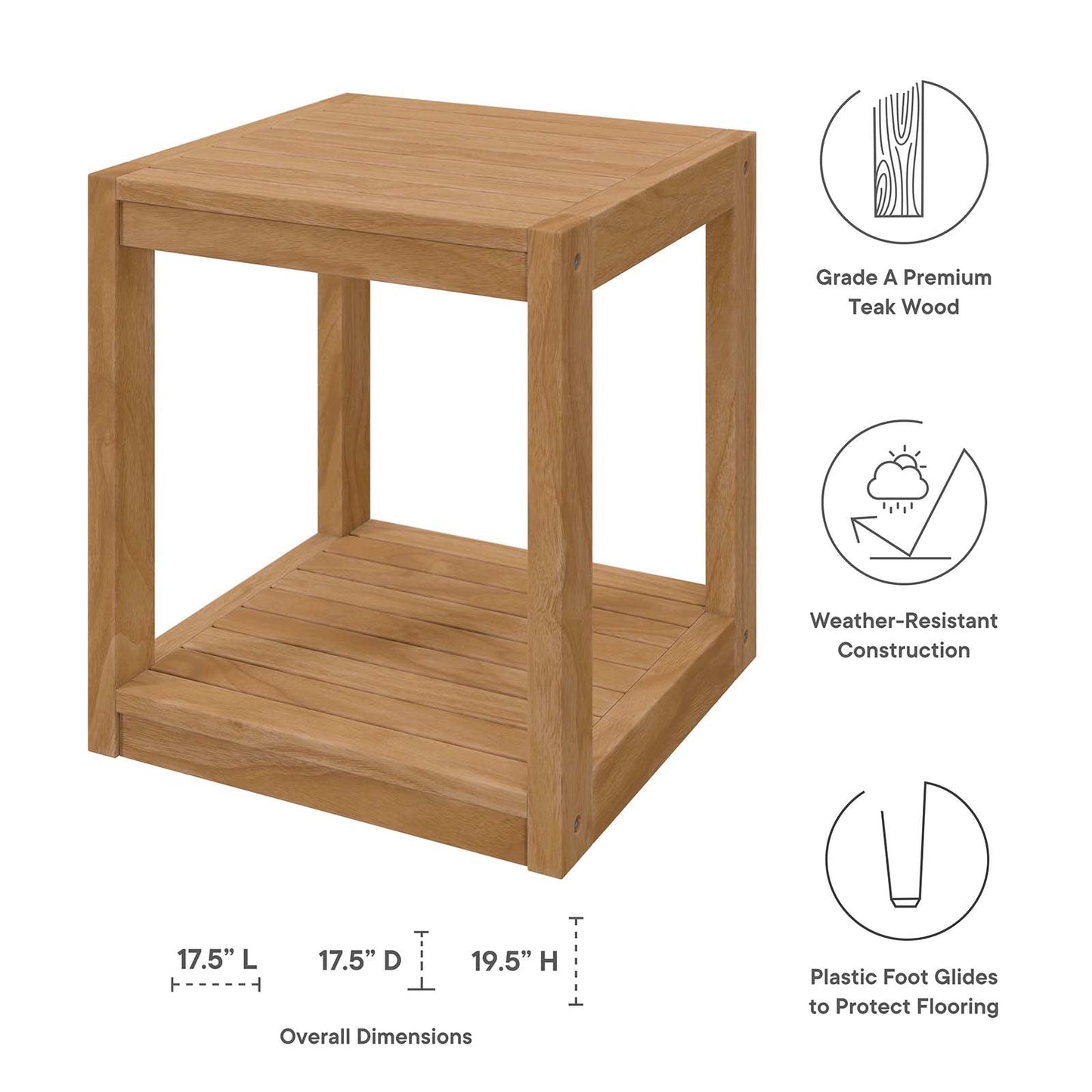 Carlsbad 3-Piece Teak Wood Outdoor Patio Set Natural White EEI-5838-NAT-WHI