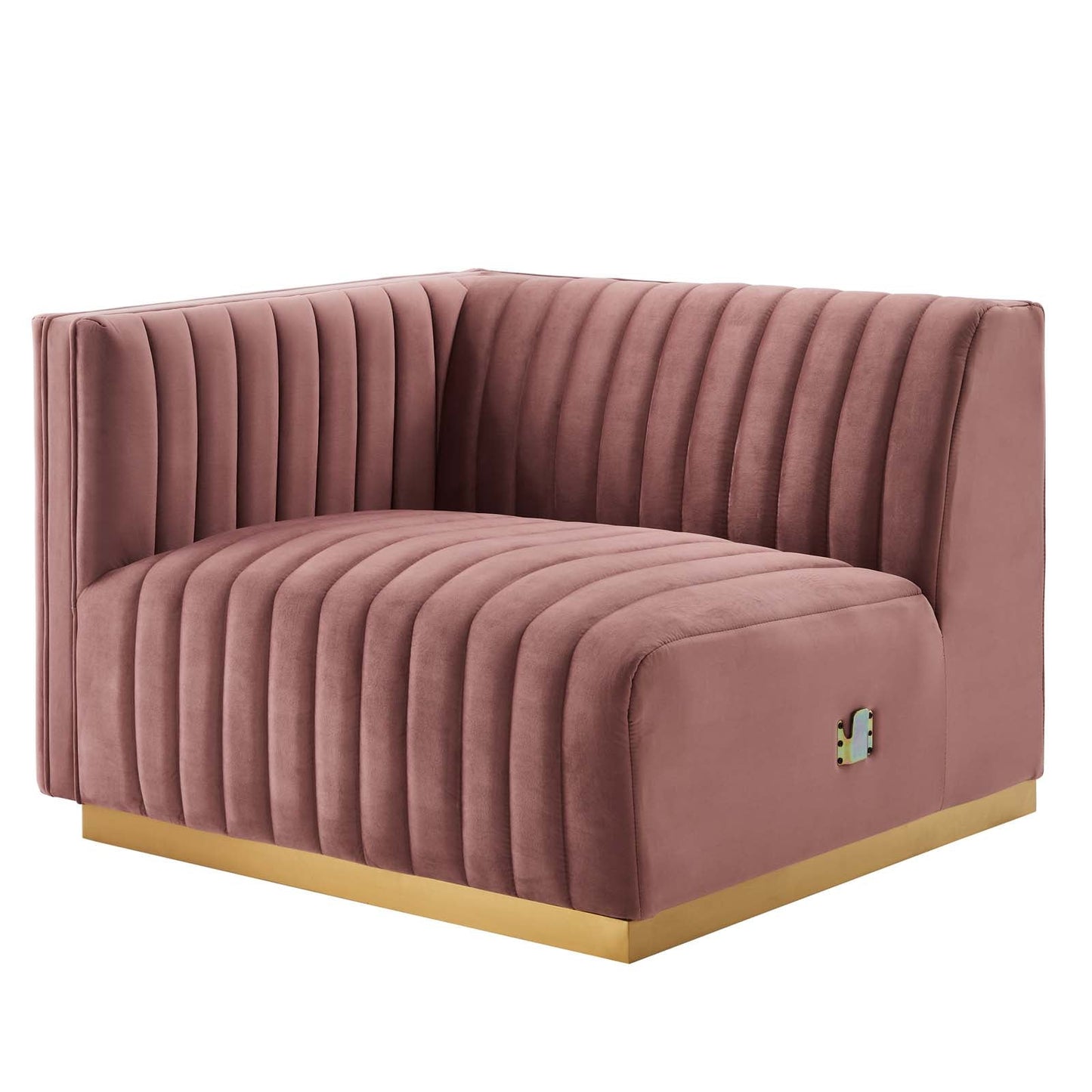 Conjure Channel Tufted Performance Velvet Loveseat Gold Dusty Rose EEI-5842-GLD-DUS