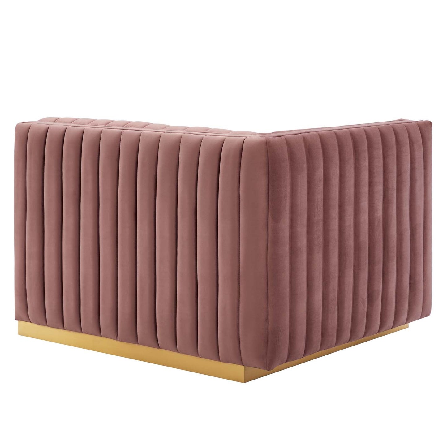 Conjure Channel Tufted Performance Velvet Loveseat Gold Dusty Rose EEI-5842-GLD-DUS