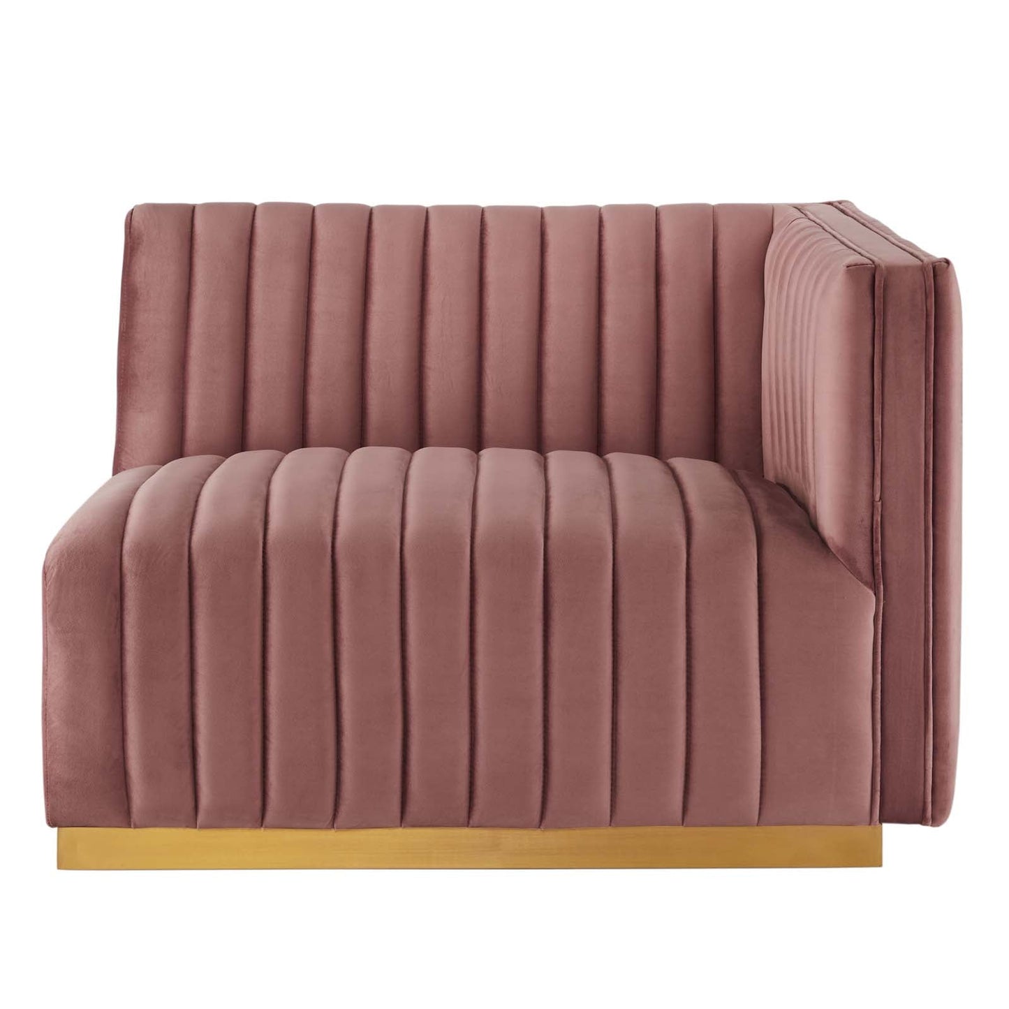 Conjure Channel Tufted Performance Velvet Loveseat Gold Dusty Rose EEI-5842-GLD-DUS