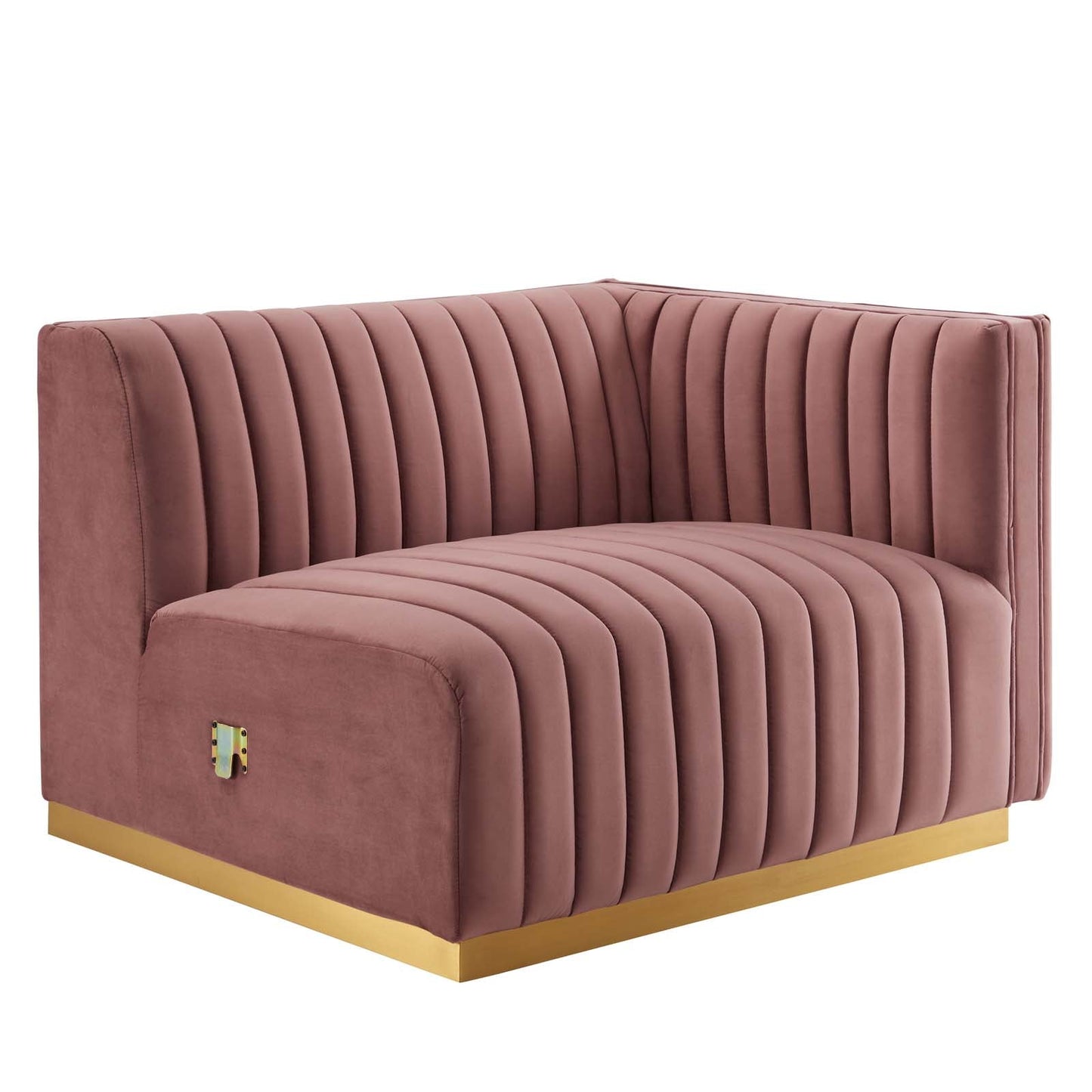 Conjure Channel Tufted Performance Velvet Loveseat Gold Dusty Rose EEI-5842-GLD-DUS