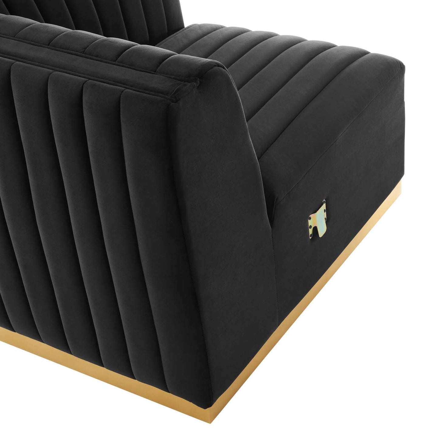 Conjure Channel Tufted Performance Velvet Sofa Gold Black EEI-5843-GLD-BLK